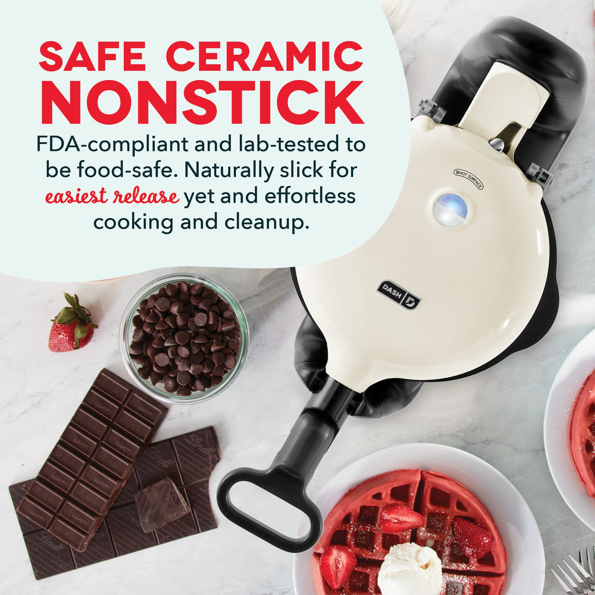 Ceramic Nonstick Flip Belgian Waffle Maker